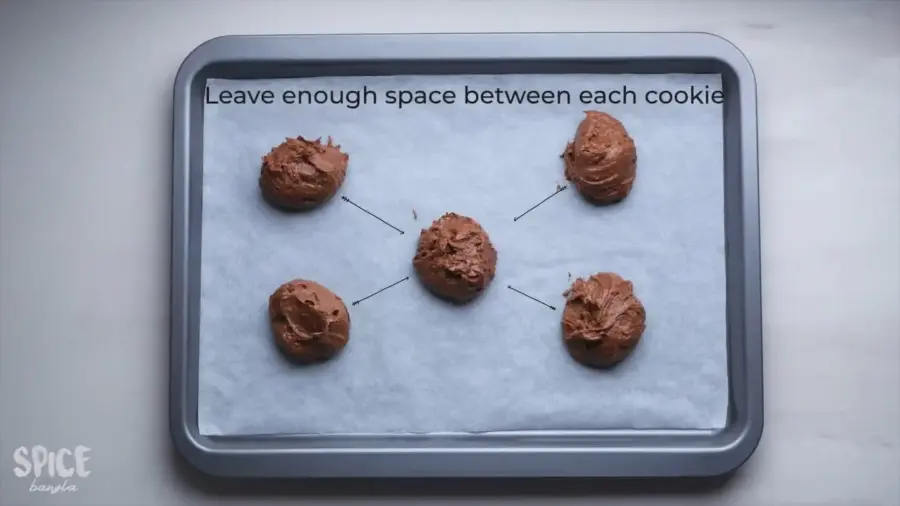 Fudgy Chocolate Brownie Cookies batter on a baking tray