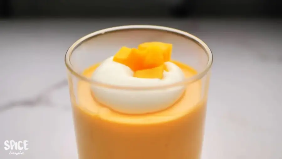 Only 3 Ingredient Mango Mousse Recipe serving in a glass
