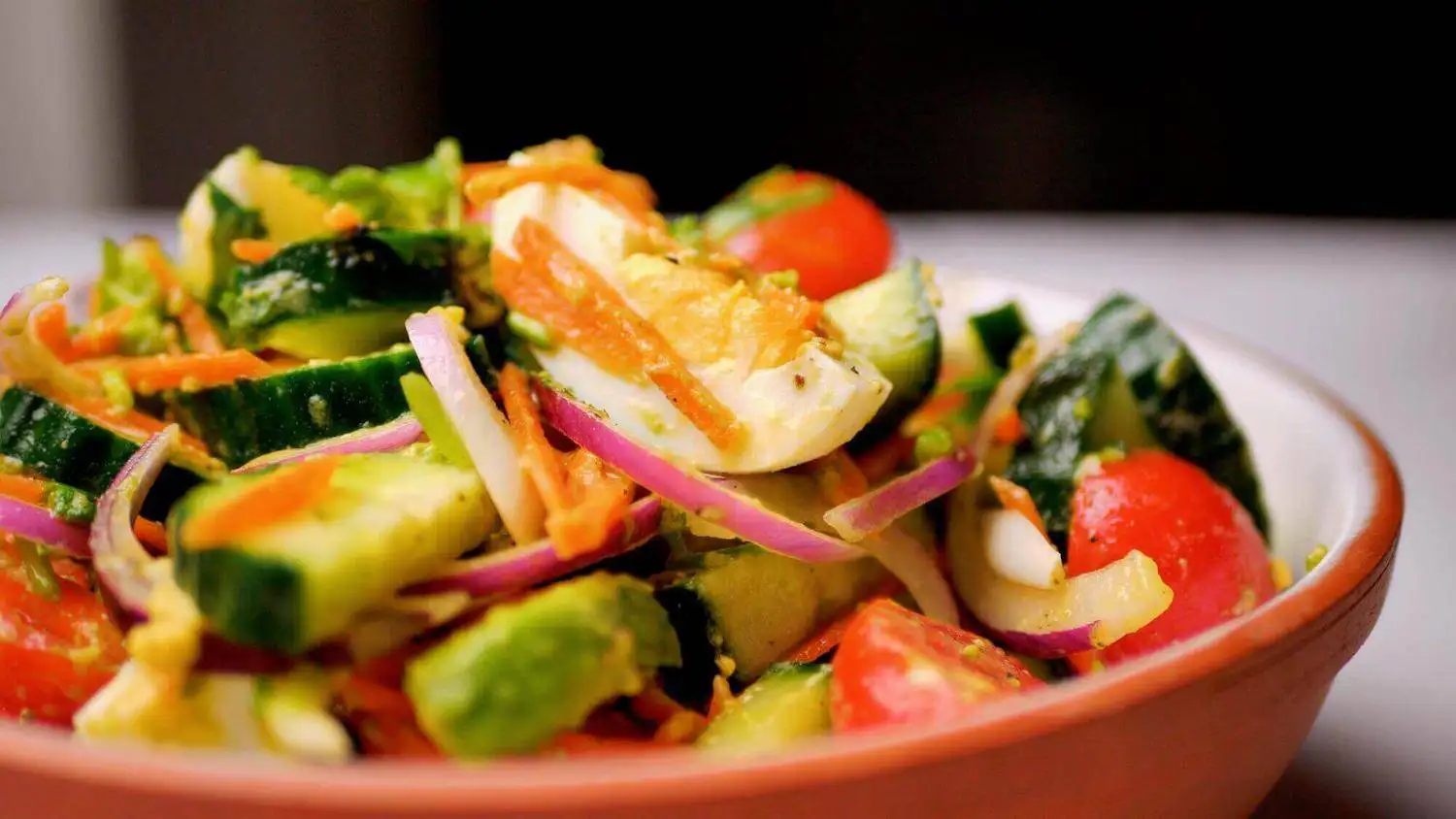 Egg Salad With Tomato, Cucumber, And Avocado