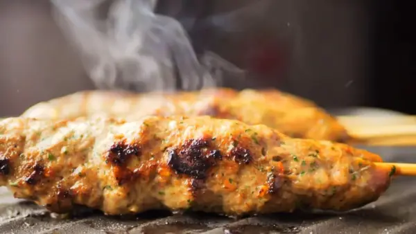 Seekh Kebab in a pan frying