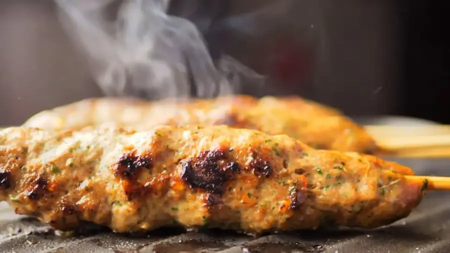 Seekh Kebab in a pan frying