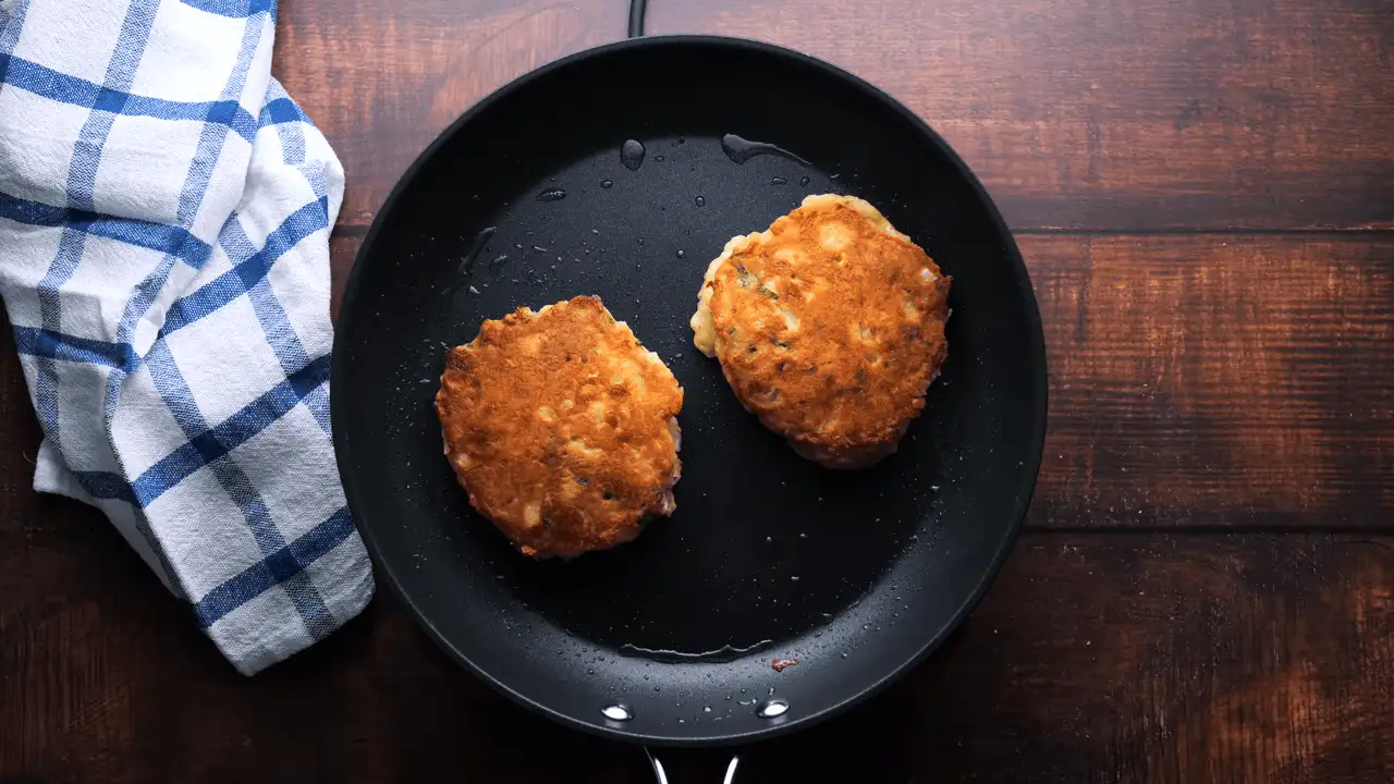 savory pancakes recipe on a pan