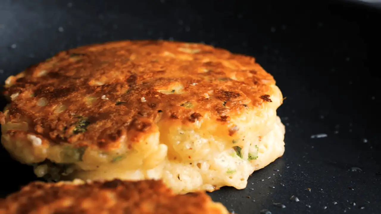 savory pancakes recipe on a pan