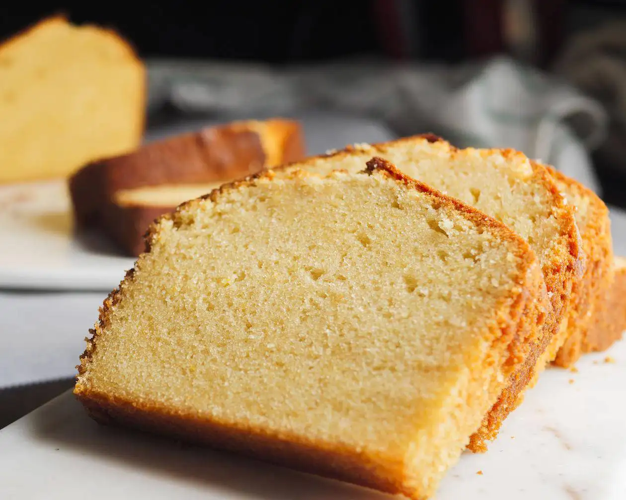 Easy Pound Cake pieces on a serving plate