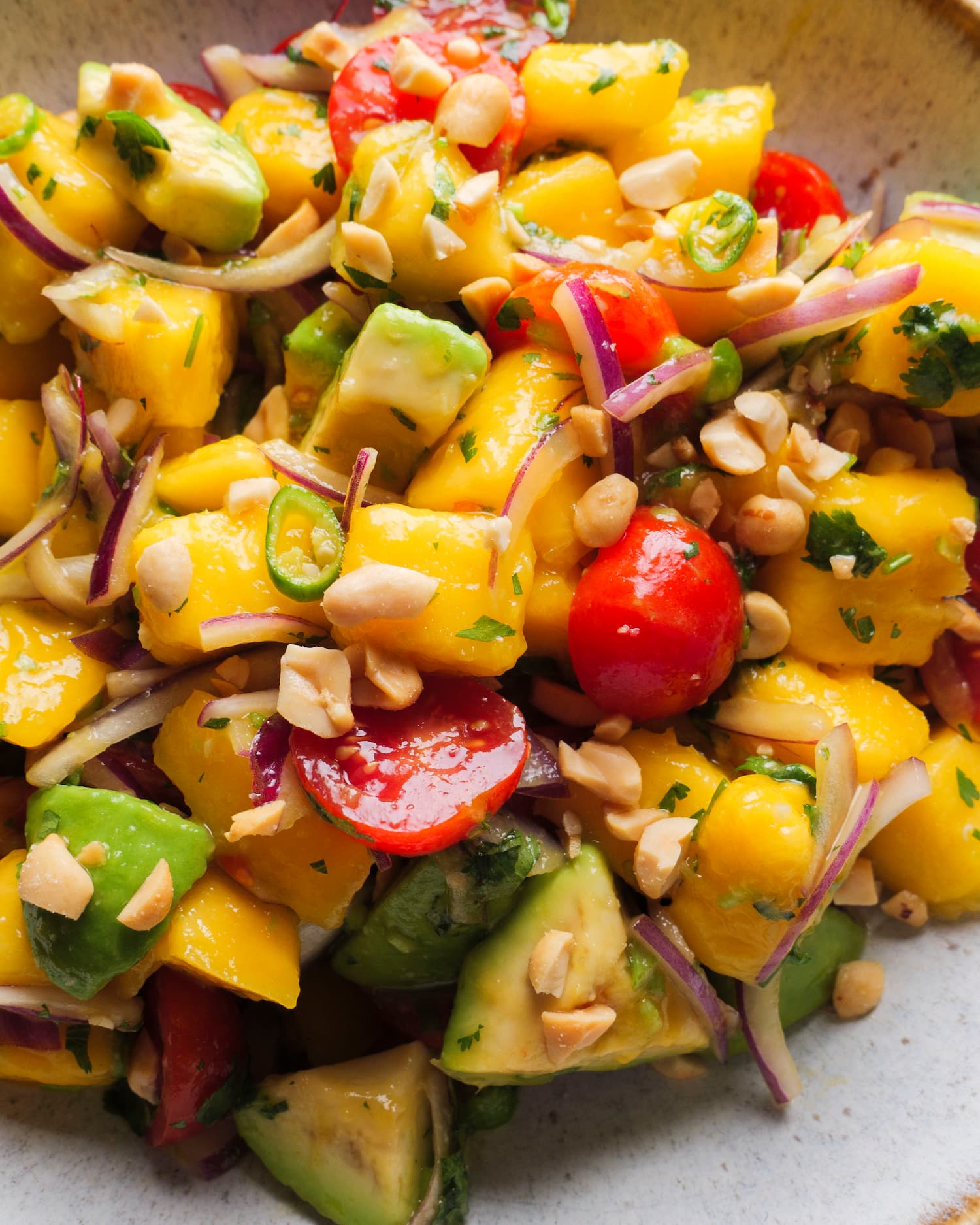 Mango Avocado Salad on a serving bowl
