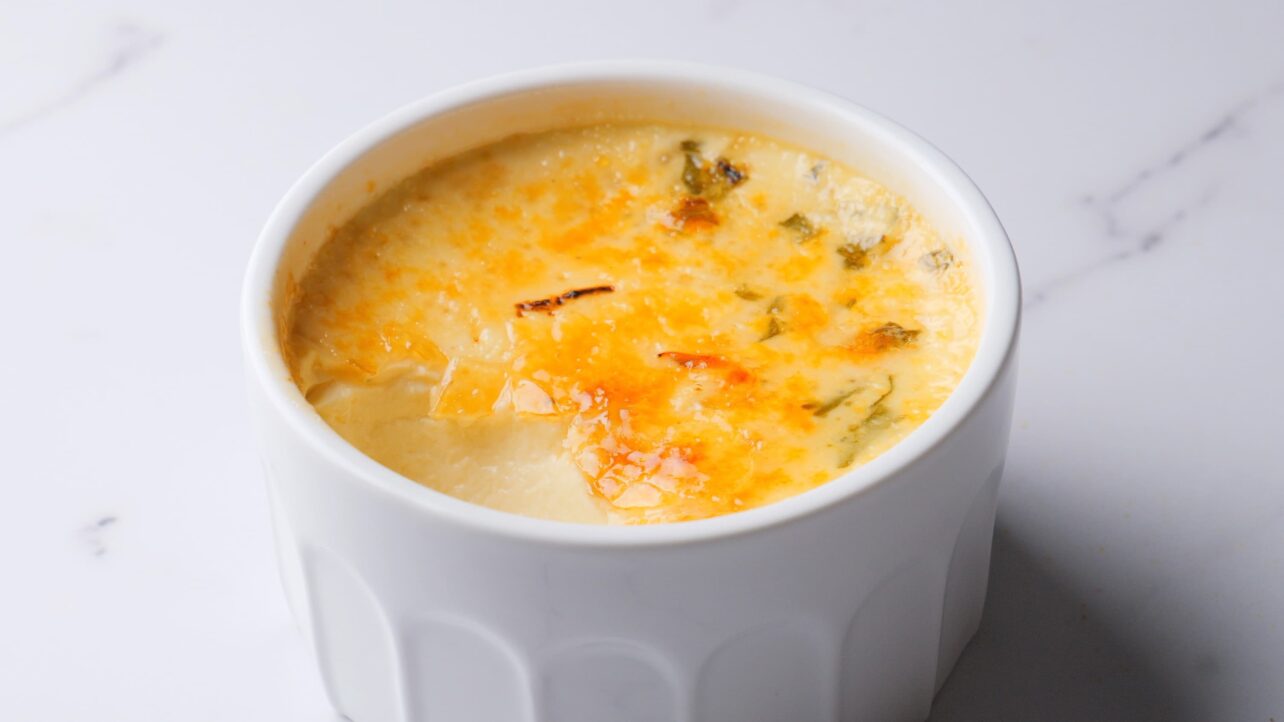 crab brulee recipe in a ramekin