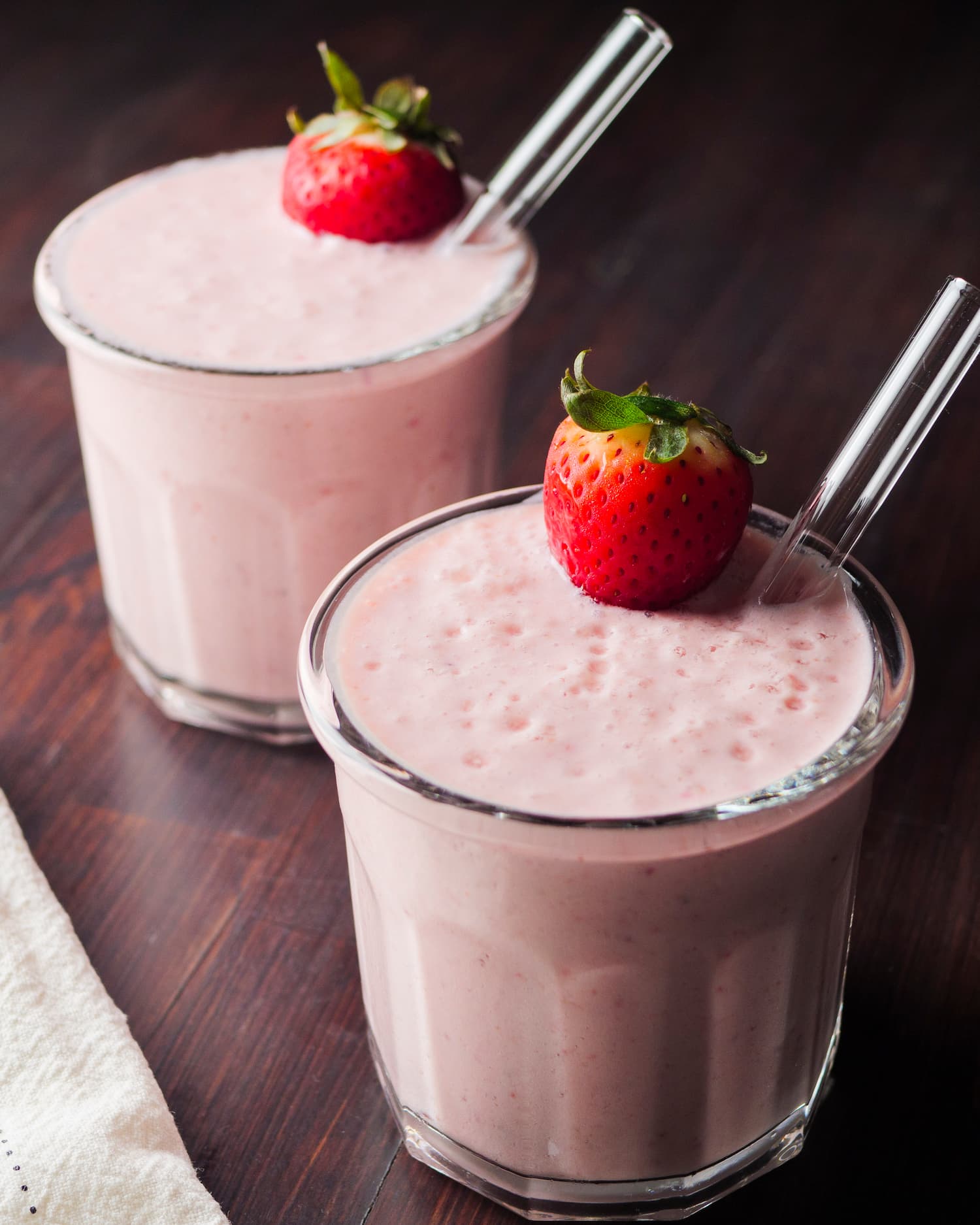 Strawberry Smoothie in a glass jars