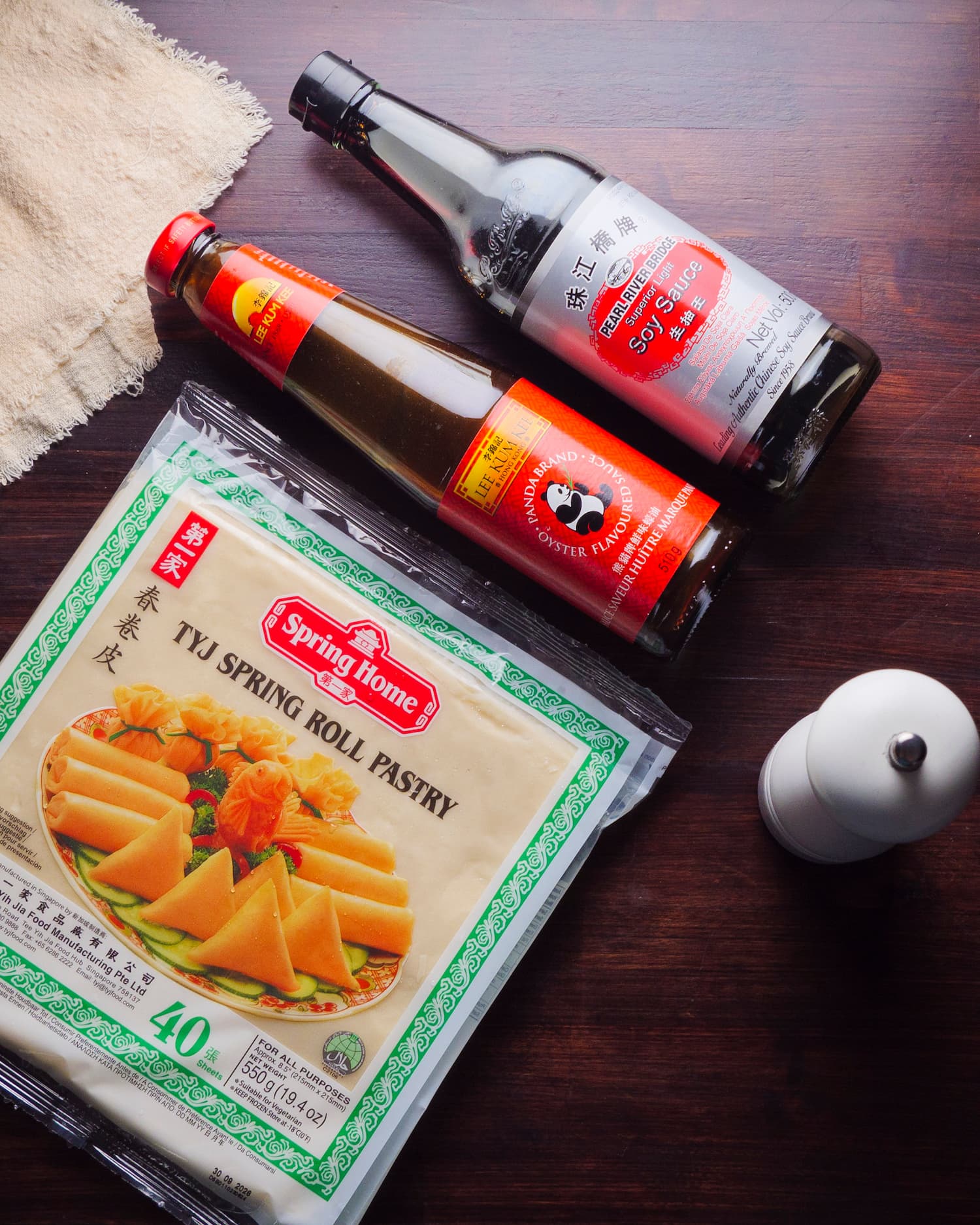 Spring Rolls wrappers and sauces on the table