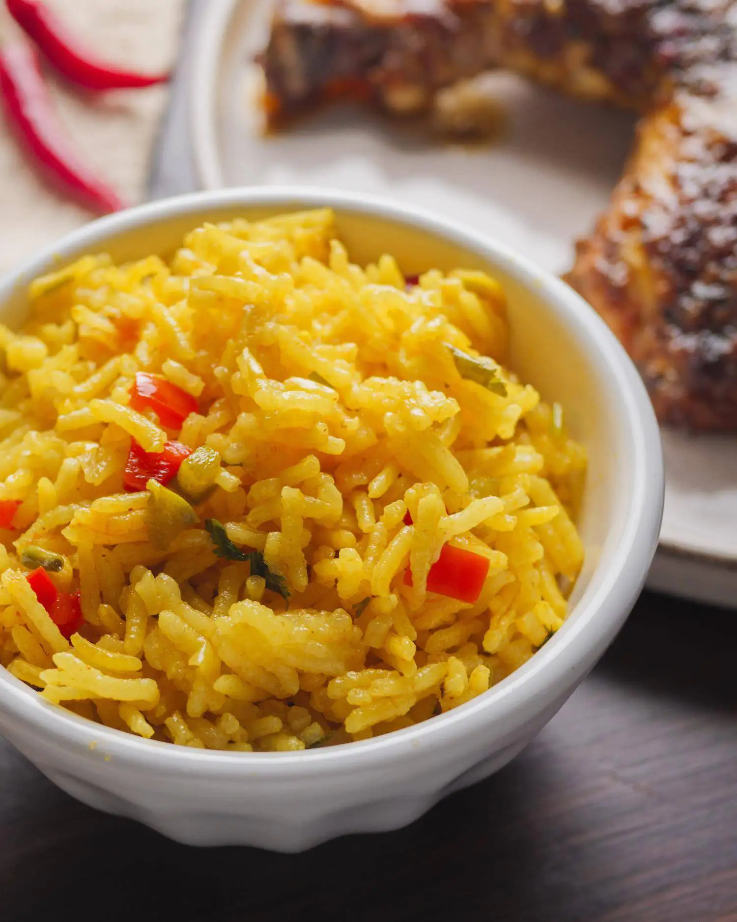 nando's spicy rice in a serving bowl