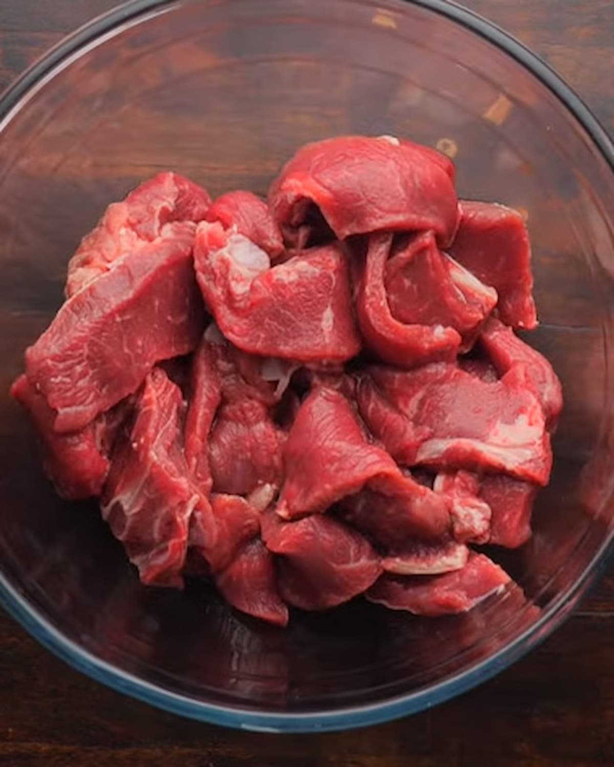 Thinly Sliced Beef Steak  on a mixing bow