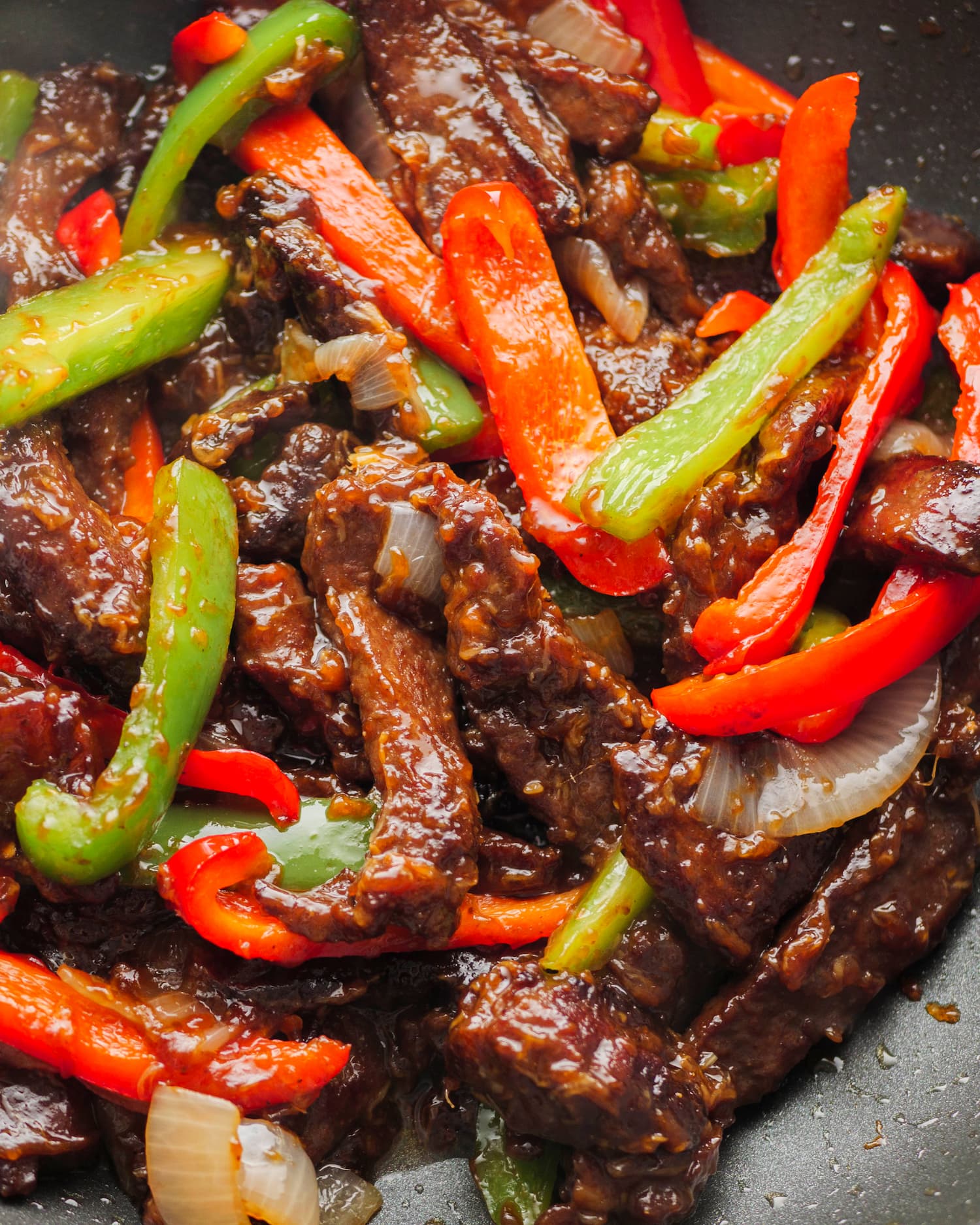 Beef Pepper Steak in a pan