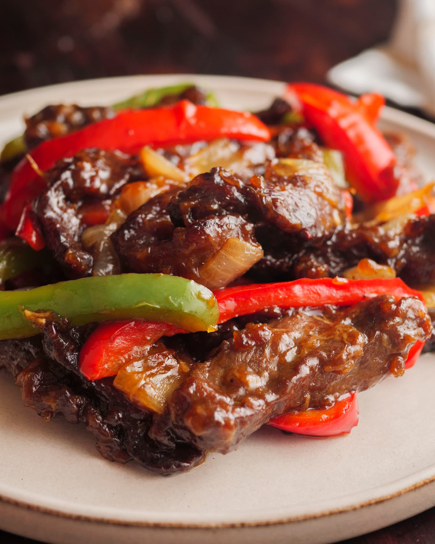 Beef Pepper Steak on a serving plate