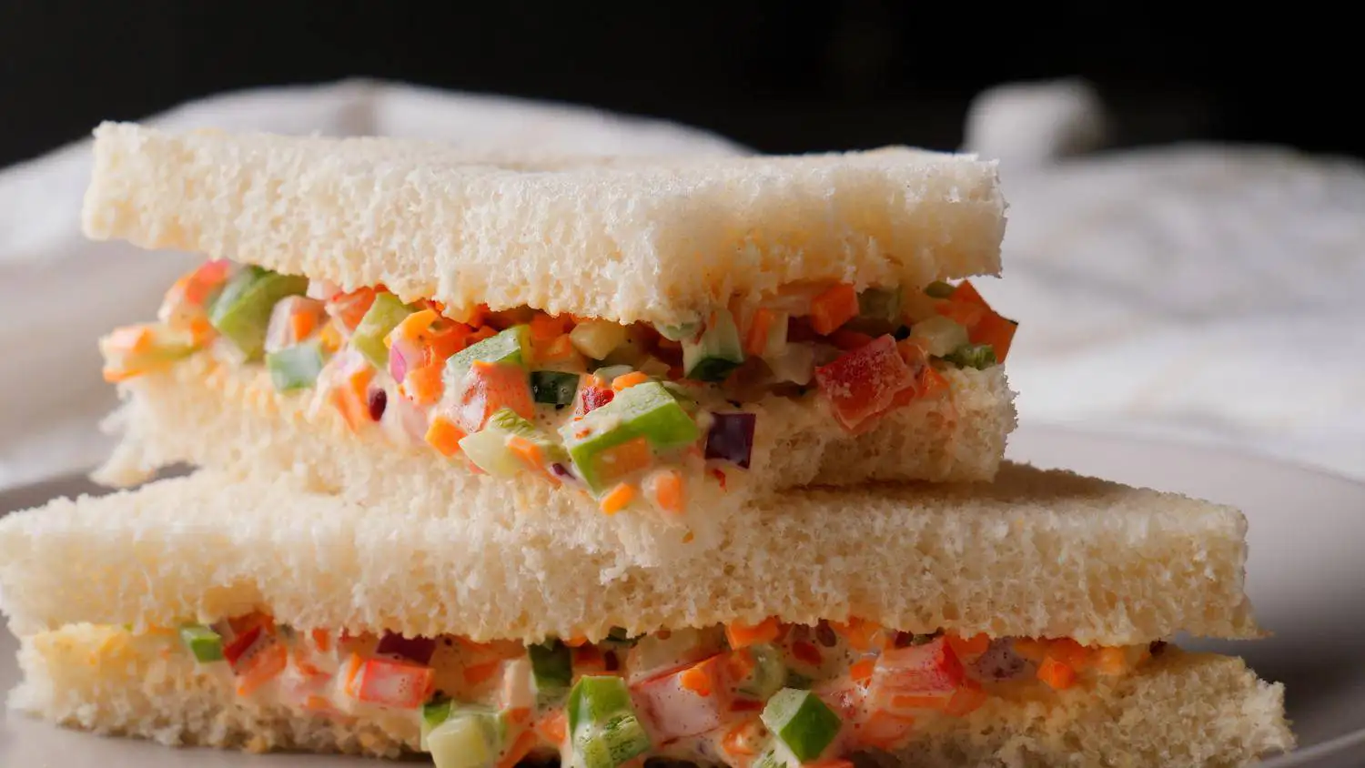 Vegetable Sandwich Recipe on a serving plate