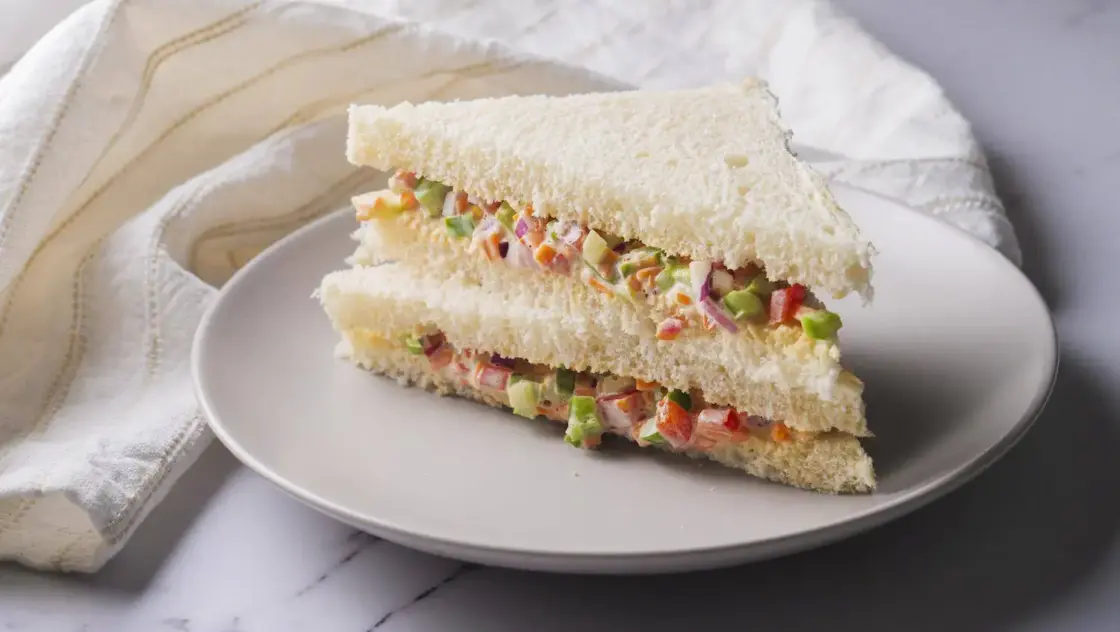 Vegetable Sandwich Recipe on a serving plate