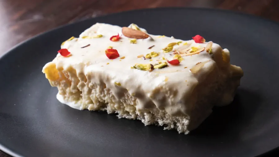 One Piece of Arabian Bread Pudding on a Serving Plate