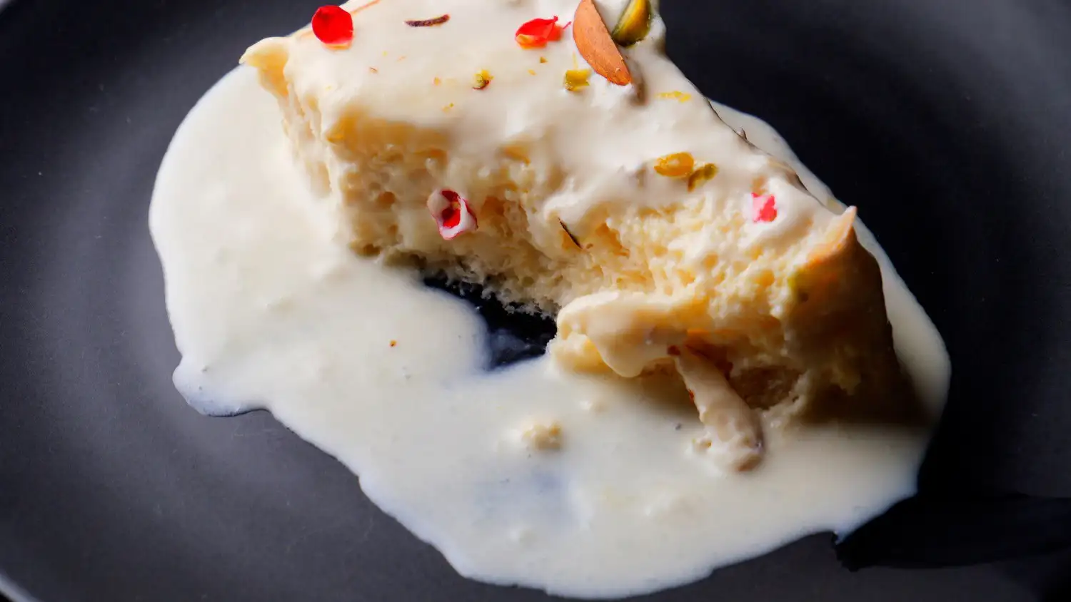 One Piece of Arabian Bread Pudding on a Serving Plate