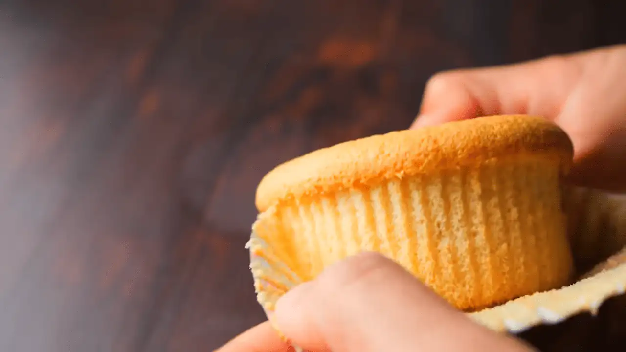 a piece of Chiffon Cupcake place on a board