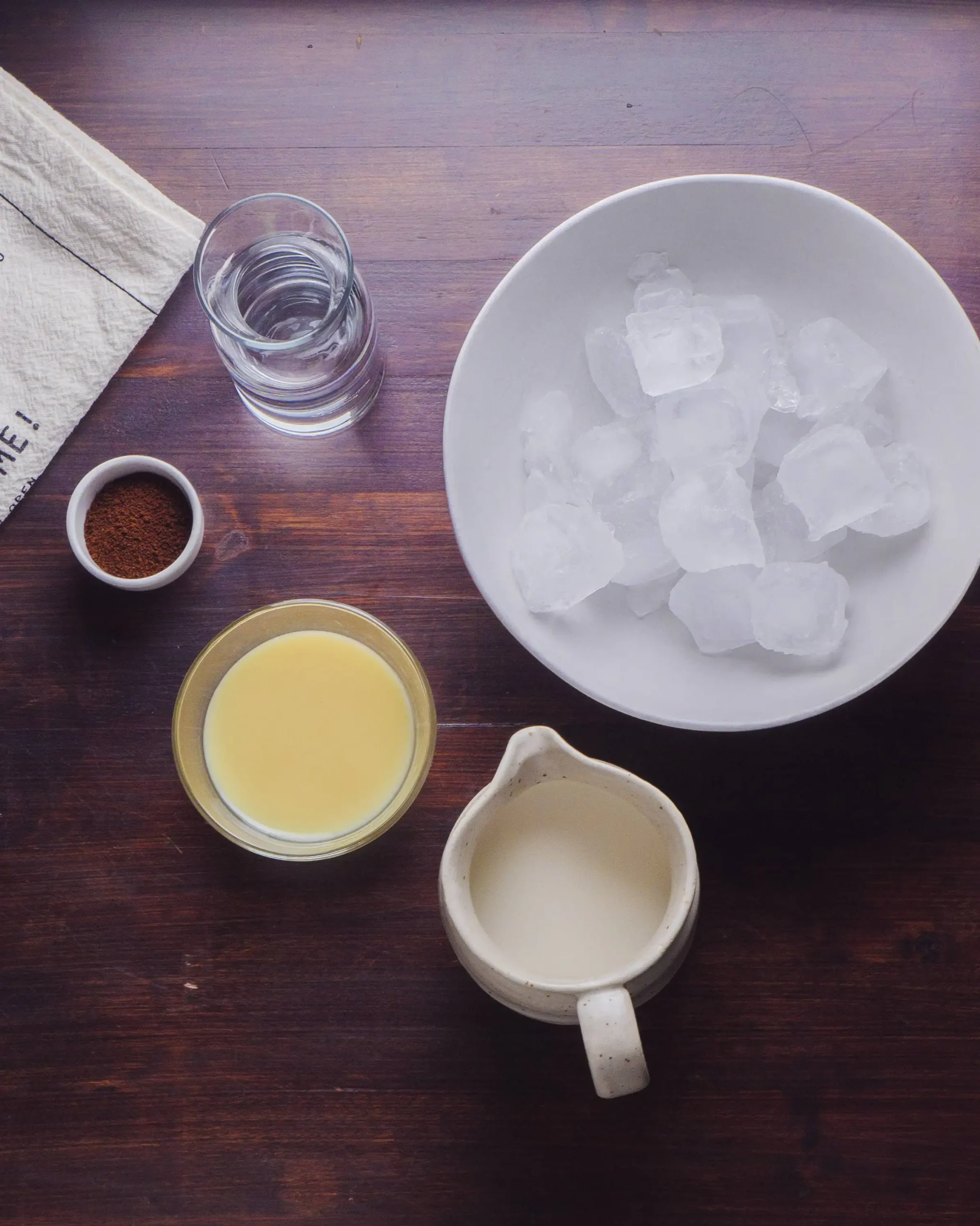 Coffee Frappuccino Ingredients on a table
