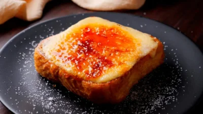 Creme Brulee French Toast on a serving plate