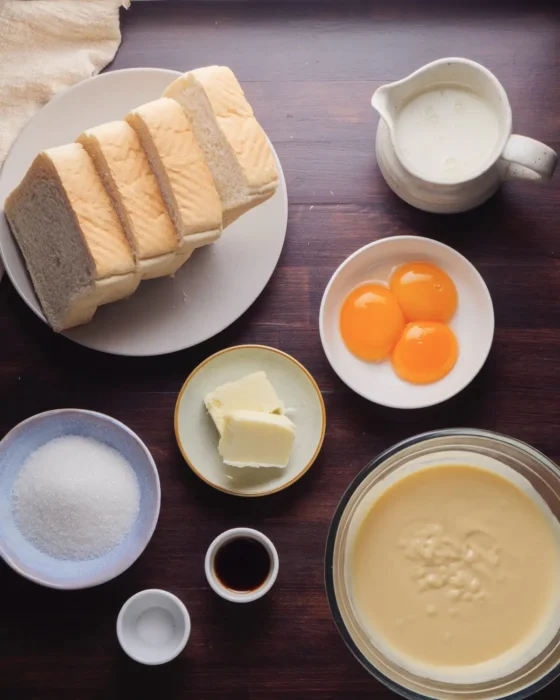 Creme Brulee French Toast Ingredients on a board