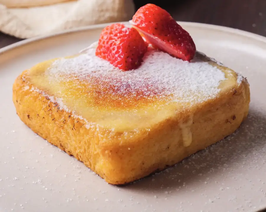 Creme Brulee French Toast on a serving plate