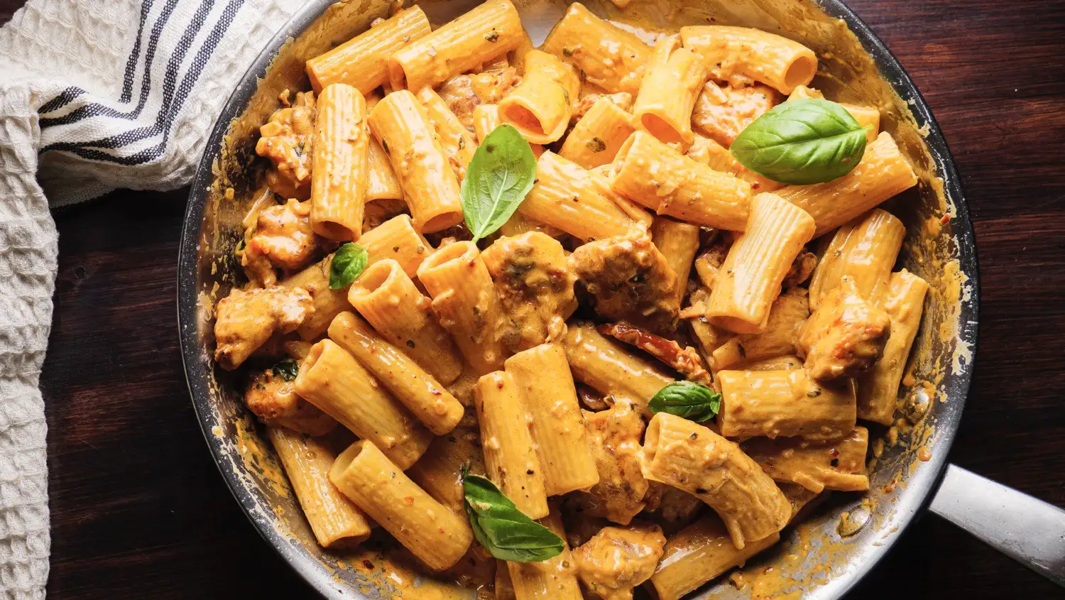 Marry Me Chicken Pasta in a pan