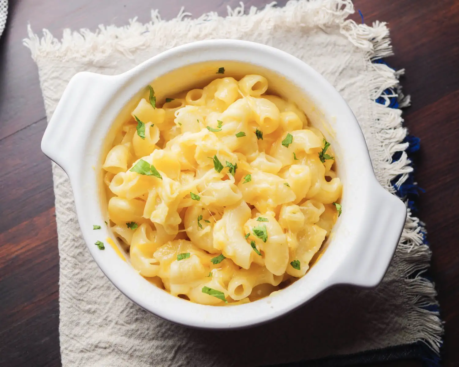 Microwave Mac and Cheese on a small bowl