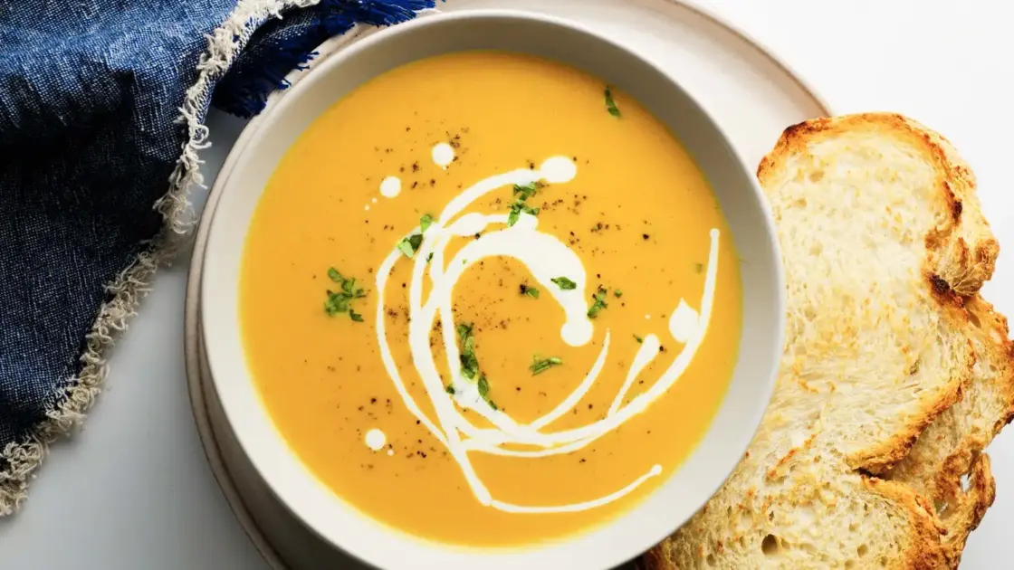 Pumpkin Soup Recipe in a soup bowl