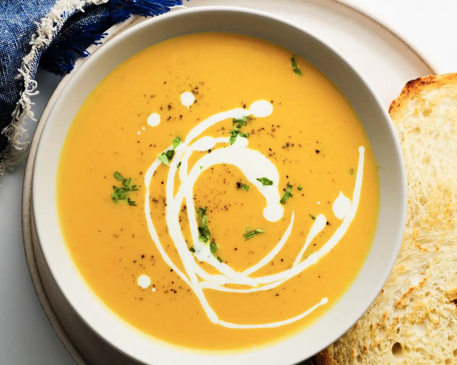 Pumpkin Soup Recipe in a soup bowl