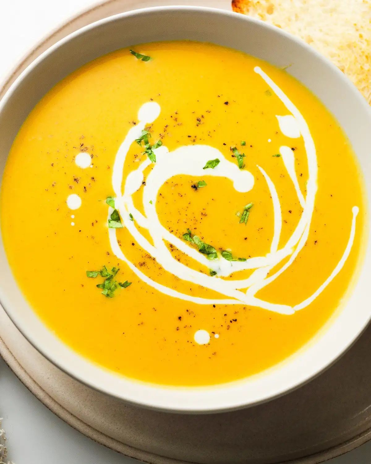 Pumpkin Soup Recipe in a soup bowl