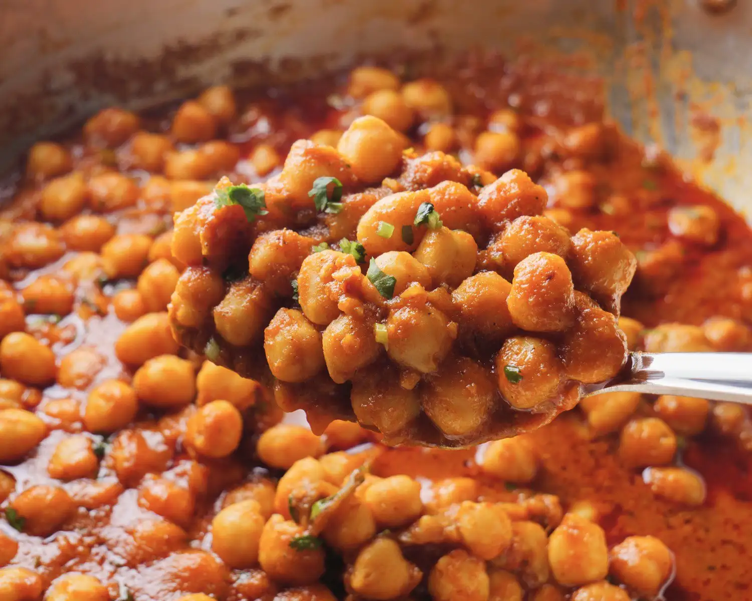 spicy chickpea curry recipe in a bowl