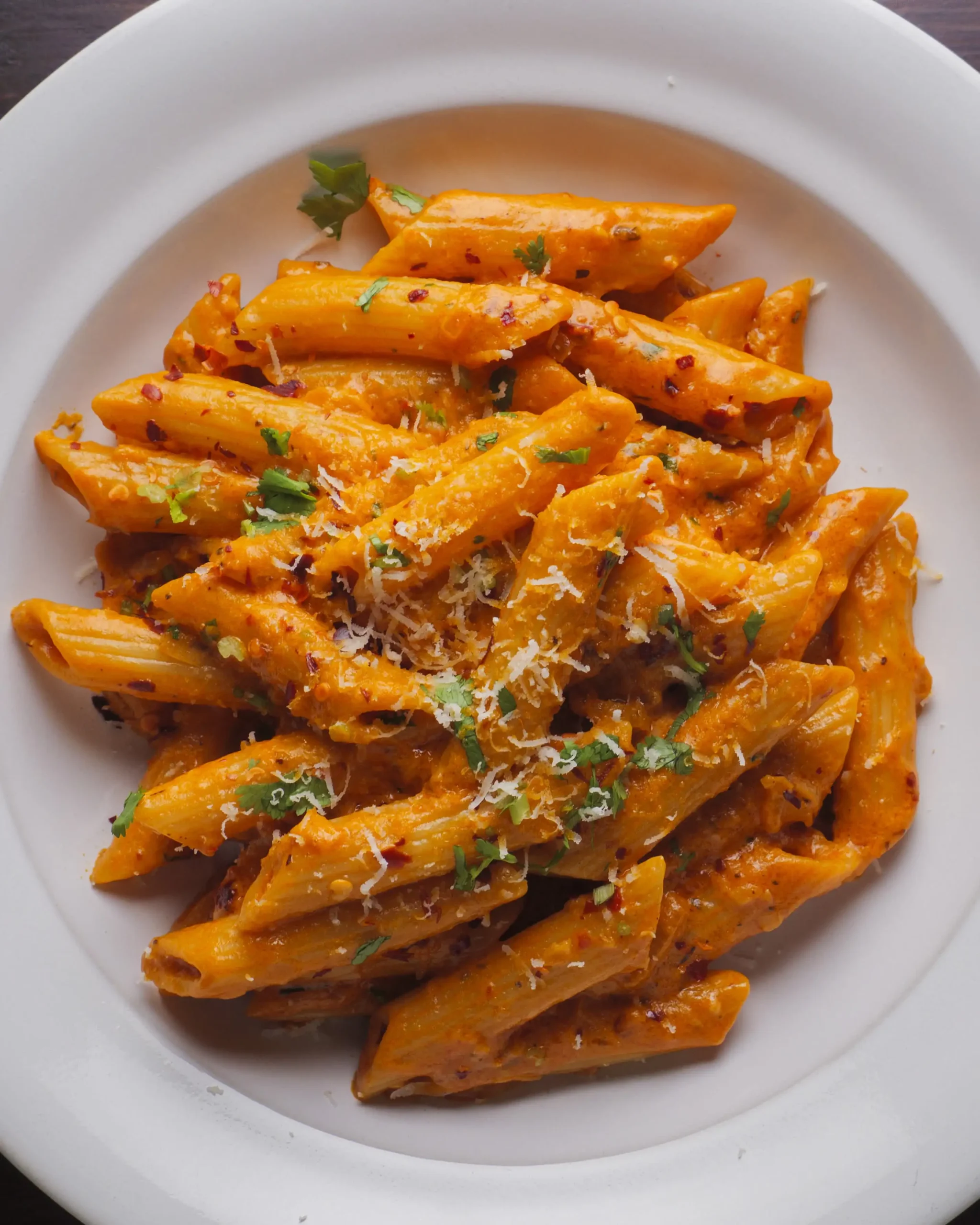 Spicy Pasta Recipe on a serving plate