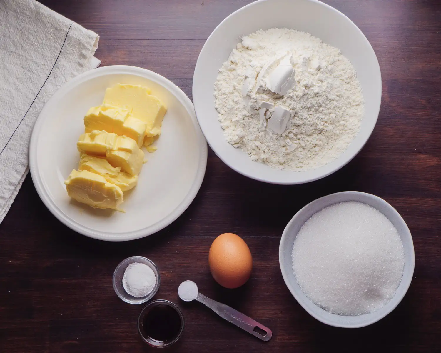 Sugar Cookies Recipe Ingredients on a surface