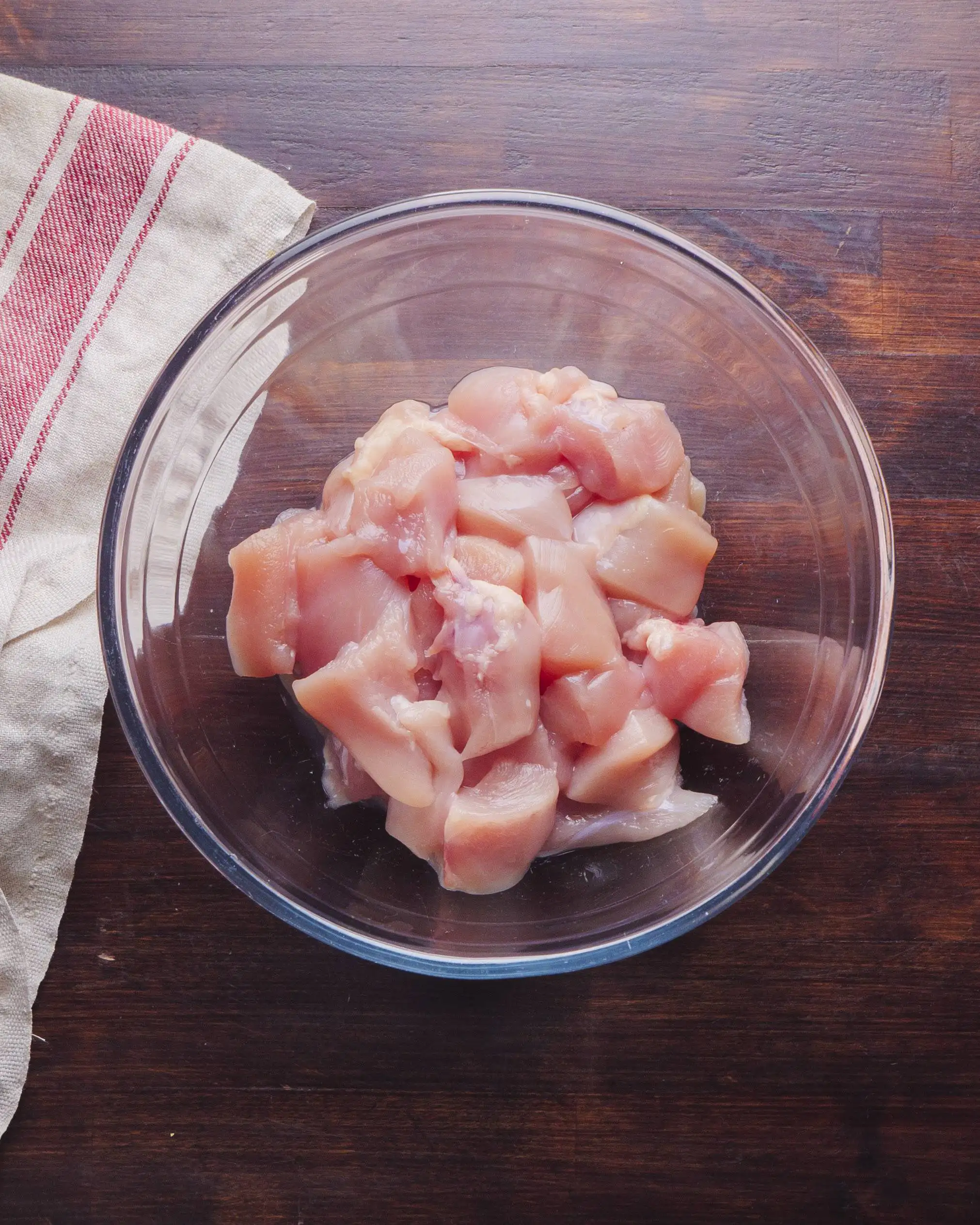 Sweet and Sour Chicken Recipe ingredients chicken pieces in a bowl