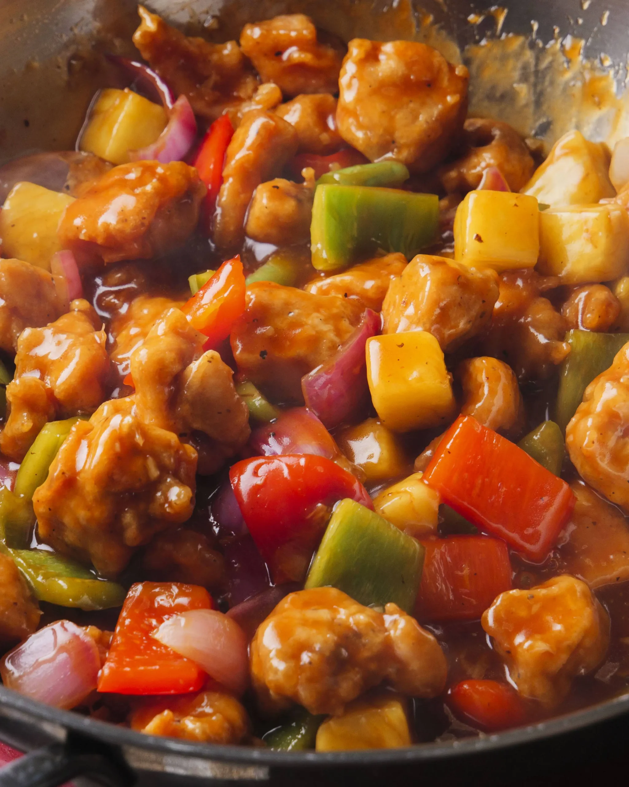 Sweet and Sour Chicken into a pan