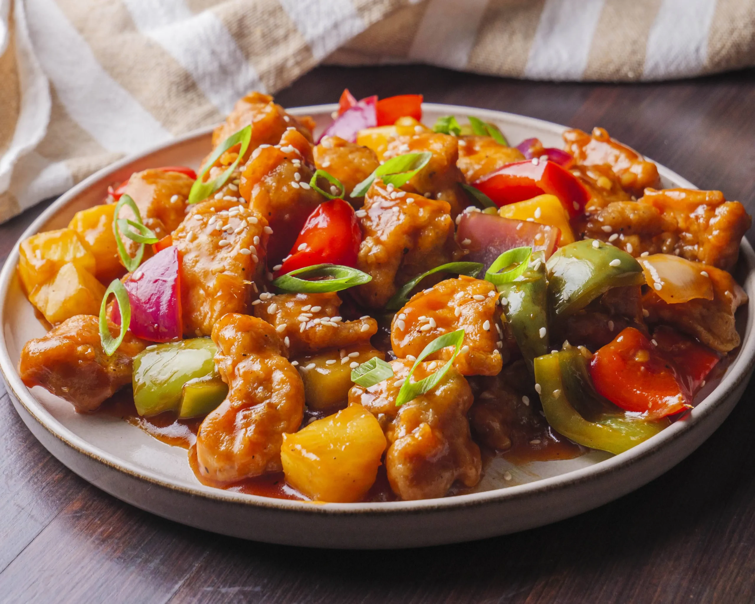 Sweet and Sour Chicken Recipe on a serving plate