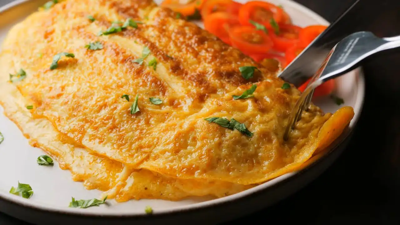 Cheese Omelette pieces on a serving