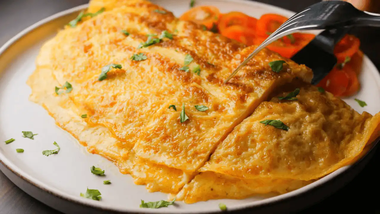 Cheese Omelette pieces on a serving