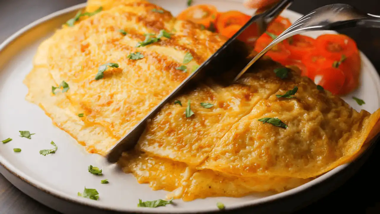 Cheese Omelette pieces on a serving