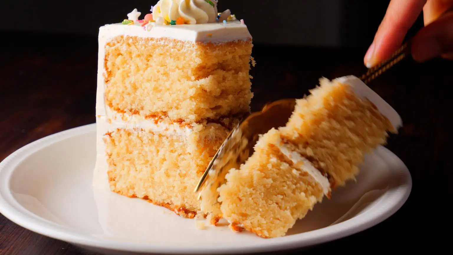 8 Inch Vanilla Cake Recipe on a serving plate