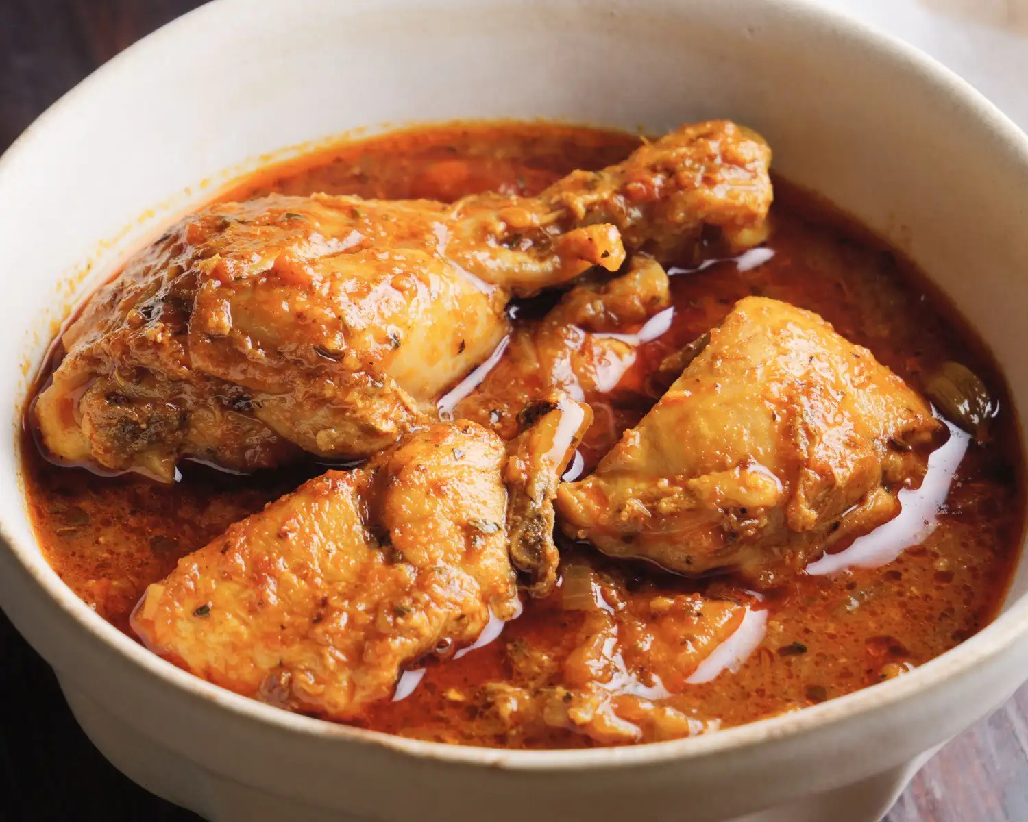 Chicken Curry Recipe on a serving bowl