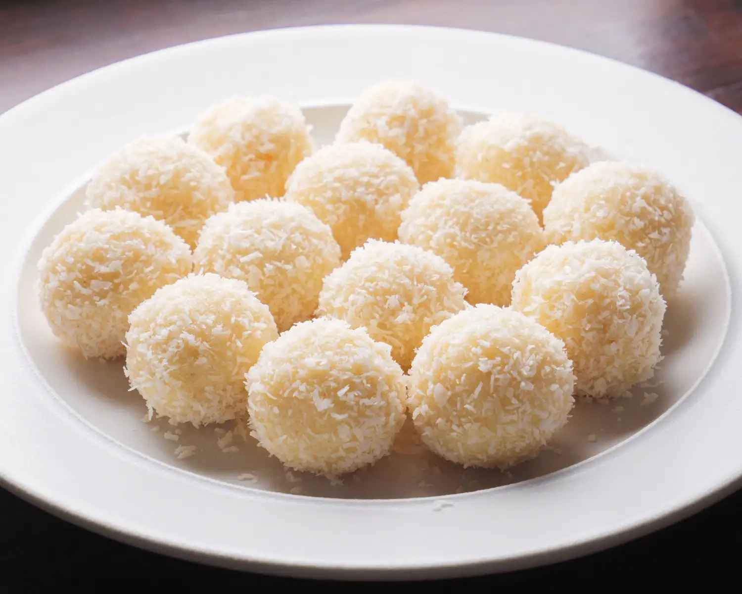 Coconut Balls Recipe on a serving plate