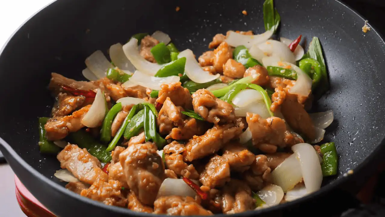 Thai Cashew Chicken Recipe on a fry pan