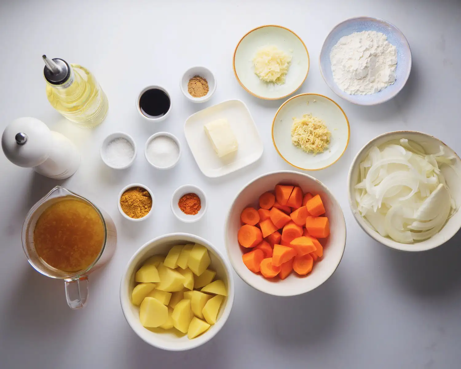 Japanese Chicken Katsu Curry Ingredients on a surface