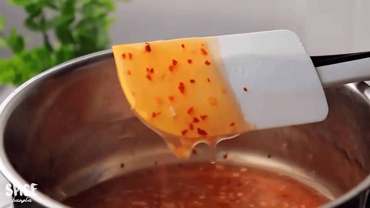 Thai Sweet Chili Sauce Recipe on a pot with a spatula