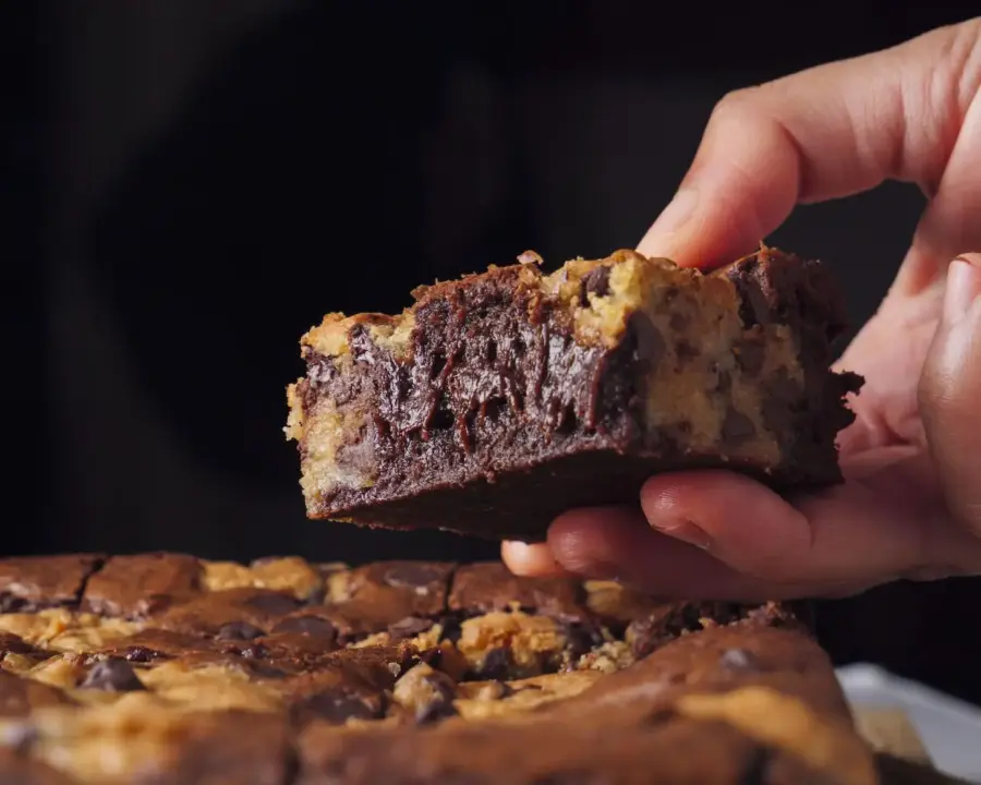 Brookies Recipe bars serving on a plate