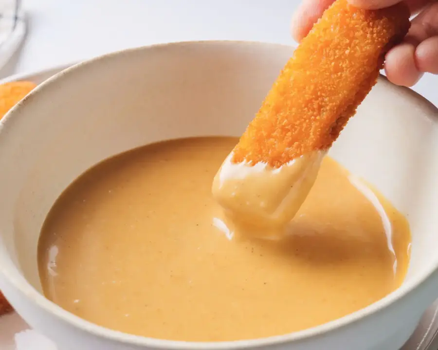 Chick-fil-A sauce Recipe on a serving bowl with fish finger