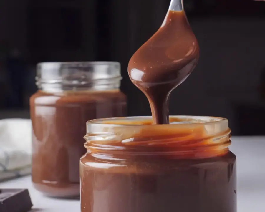 Hot Fudge Sauce recipe into the jars
