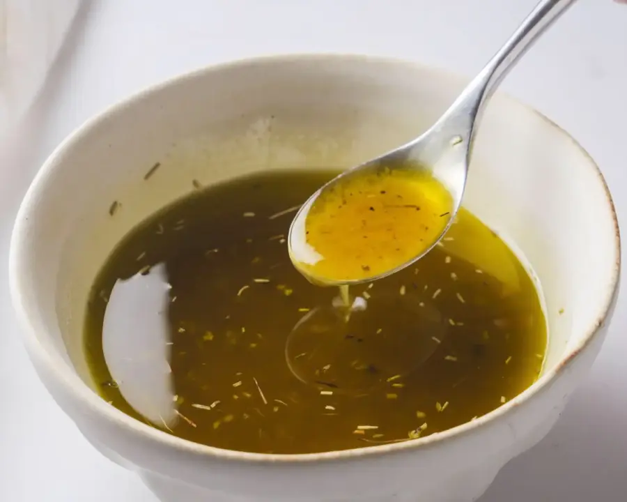 White Balsamic Vinaigrette in a bowl with a spoon