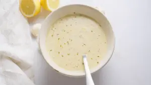 Creamy Lemon Butter Sauce Recipe on a serving bowl